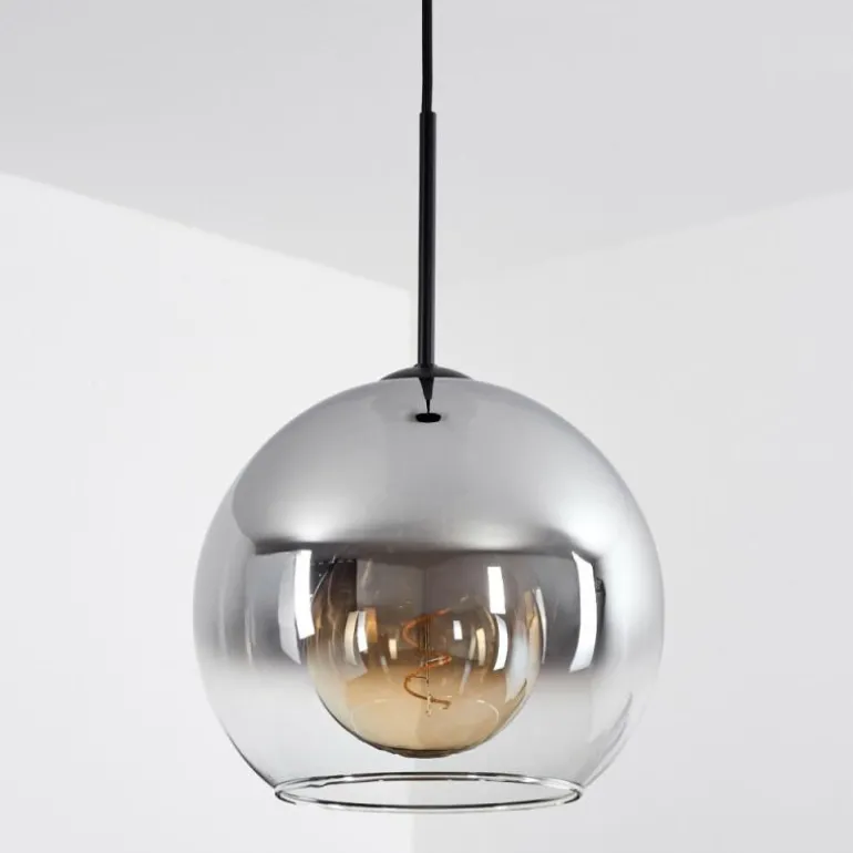 Suspension Verre 25 cm Koyoto Clair, Fumé, 1 lumière