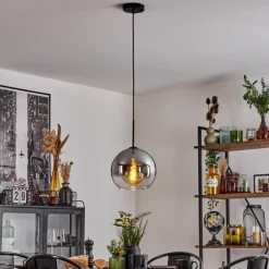 Suspension Verre 25 cm Koyoto Clair, Fumé, 1 lumière