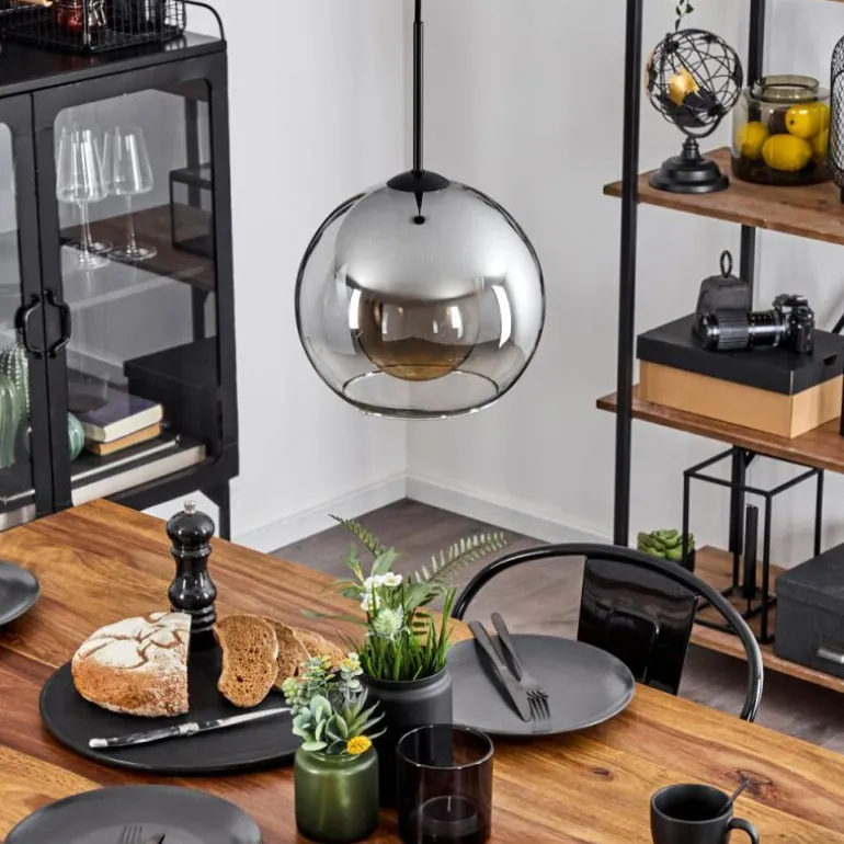 Suspension Verre 25 cm Koyoto Clair, Fumé, 1 lumière