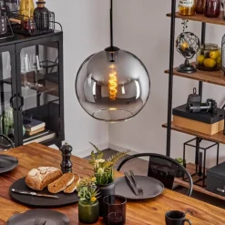 Suspension Verre 30 cm Koyoto Clair, Fumé, 1 lumière