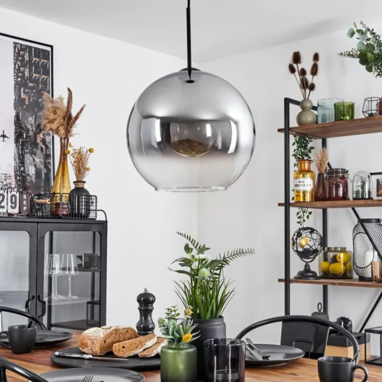 Suspension Verre 30 cm Koyoto Clair, Fumé, 1 lumière