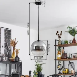 Suspension Verre 30 cm Koyoto Clair, Fumé, 1 lumière