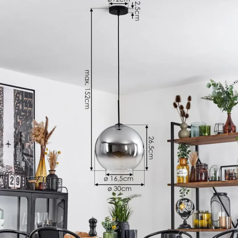 Suspension Verre 30 cm Koyoto Clair, Fumé, 1 lumière