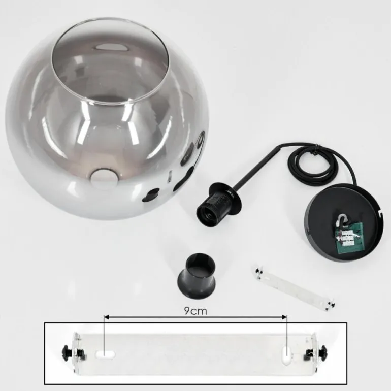 Suspension Verre 30 cm Koyoto Clair, Fumé, 1 lumière