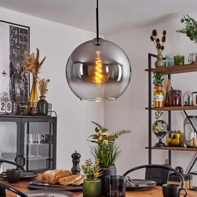 Suspension Verre 30 cm Koyoto Clair, Fumé, 1 lumière