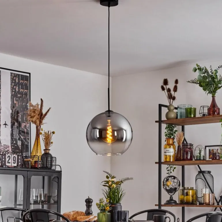 Suspension Verre 30 cm Koyoto Clair, Fumé, 1 lumière