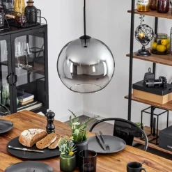 Suspension Verre 30 cm Koyoto Clair, Fumé, 1 lumière