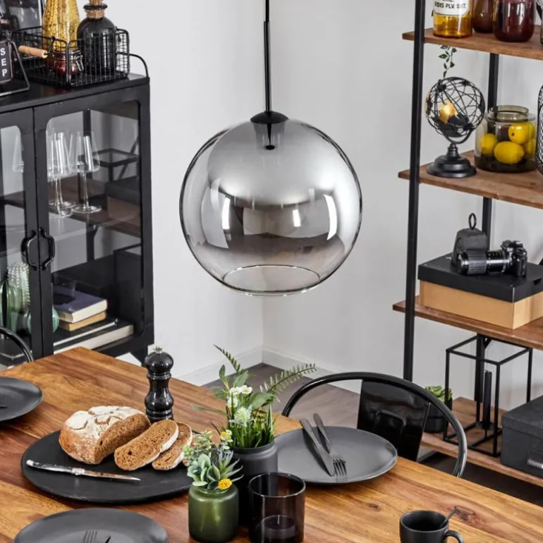 Suspension Verre 30 cm Koyoto Clair, Fumé, 1 lumière