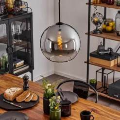 Suspension Verre 30 cm Koyoto Chrome, Clair, Fumé, 1 lumière