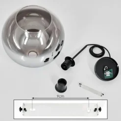 Suspension Verre 30 cm Koyoto Chrome, Clair, Fumé, 1 lumière