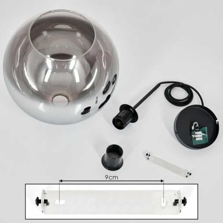 Suspension Verre 30 cm Koyoto Chrome, Clair, Fumé, 1 lumière