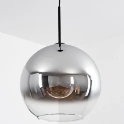 Suspension Verre 30 cm Koyoto Chrome, Clair, Fumé, 1 lumière