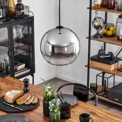 Suspension Verre 30 cm Koyoto Chrome, Clair, Fumé, 1 lumière