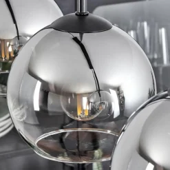 Suspension Verre 15 cm Koyoto Chrome, Clair, Fumé, 3 lumières