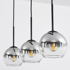 Suspension Verre 15 cm Koyoto Chrome, Clair, Fumé, 3 lumières