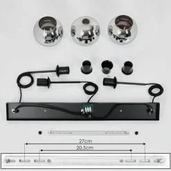 Suspension Verre 15 cm Koyoto Chrome, Fumé, 3 lumières