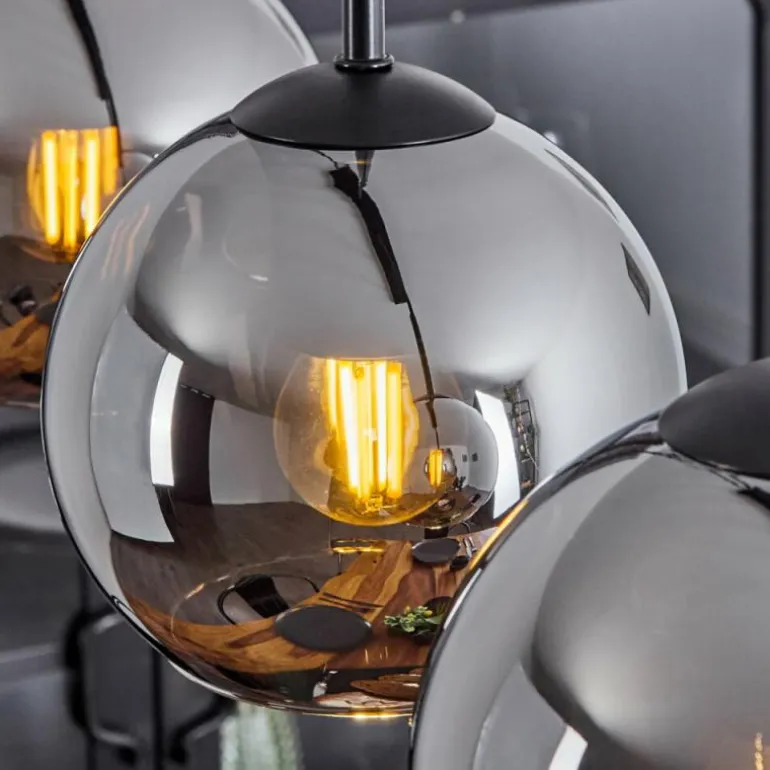 Suspension Verre 15 cm Koyoto Chrome, Fumé, 3 lumières