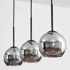 Suspension Verre 15 cm Koyoto Chrome, Fumé, 3 lumières