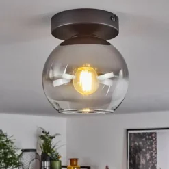 Suspension Verre 15 cm Koyoto Chrome, Clair, Fumé, 1 lumière