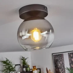 Suspension Verre 15 cm Koyoto Chrome, Clair, Fumé, 1 lumière