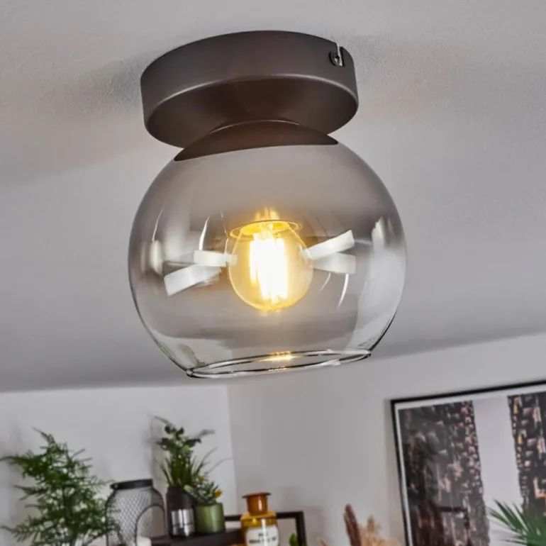 Suspension Verre 15 cm Koyoto Chrome, Clair, Fumé, 1 lumière