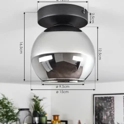 Suspension Verre 15 cm Koyoto Chrome, Fumé, 1 lumière