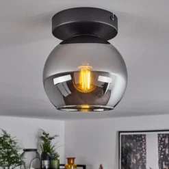 Suspension Verre 15 cm Koyoto Chrome, Fumé, 1 lumière