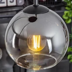 Suspension Verre 15 cm Koyoto Chrome, Clair, Fumé, 3 lumières