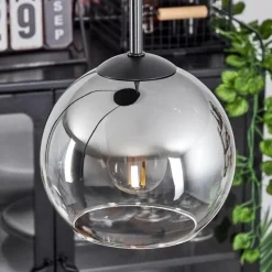 Suspension Verre 15 cm Koyoto Chrome, Clair, Fumé, 3 lumières