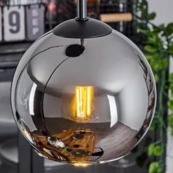 Suspension Verre 15 cm Koyoto Chrome, Fumé, 3 lumières