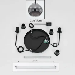 Suspension Verre 15 cm Koyoto Chrome, Fumé, 3 lumières