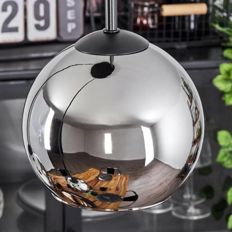 Suspension Verre 15 cm Koyoto Chrome, Fumé, 3 lumières