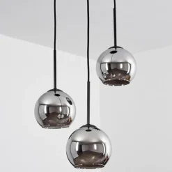 Suspension Verre 15 cm Koyoto Chrome, Fumé, 3 lumières