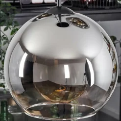 Suspension Verre 25 cm Koyoto Chrome, Clair, Fumé, 3 lumières