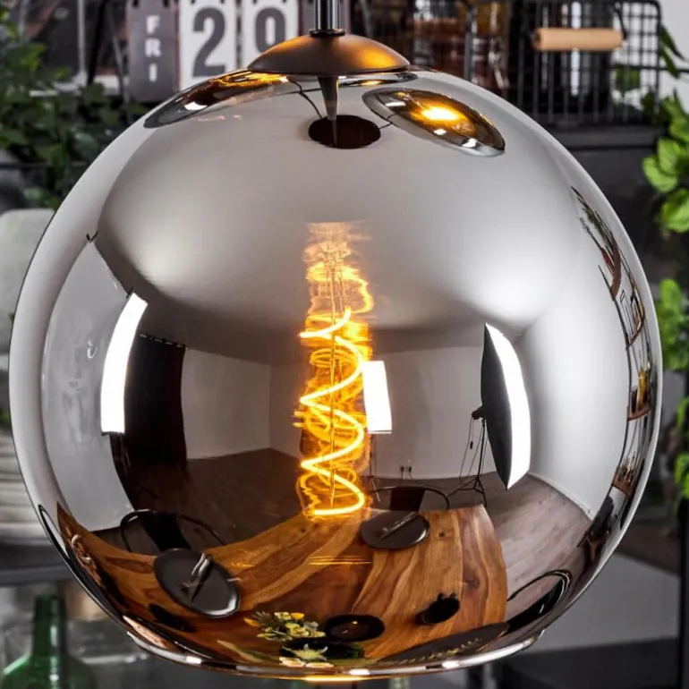 Suspension Verre 25 cm Koyoto Chrome, Fumé, 3 lumières