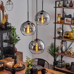 Suspension Verre 25 cm Koyoto Clair, Fumé, 3 lumières