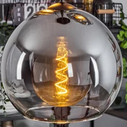 Suspension Verre 25 cm Koyoto Clair, Fumé, 3 lumières