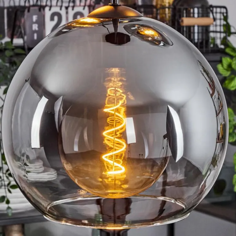 Suspension Verre 25 cm Koyoto Clair, Fumé, 3 lumières