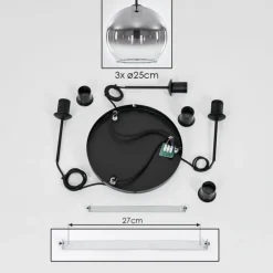 Suspension Verre 25 cm Koyoto Clair, Fumé, 3 lumières