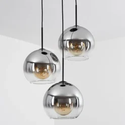 Suspension Verre 25 cm Koyoto Clair, Fumé, 3 lumières