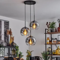 Suspension Verre 25 cm Koyoto Clair, Fumé, 3 lumières