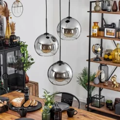 Suspension Verre 25 cm Koyoto Clair, Fumé, 3 lumières