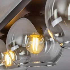 Suspension Verre 15 cm Koyoto Chrome, Clair, Fumé, 4 lumières