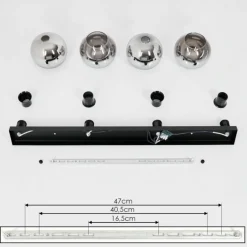 Suspension Verre 15 cm Koyoto Chrome, Clair, Fumé, 4 lumières