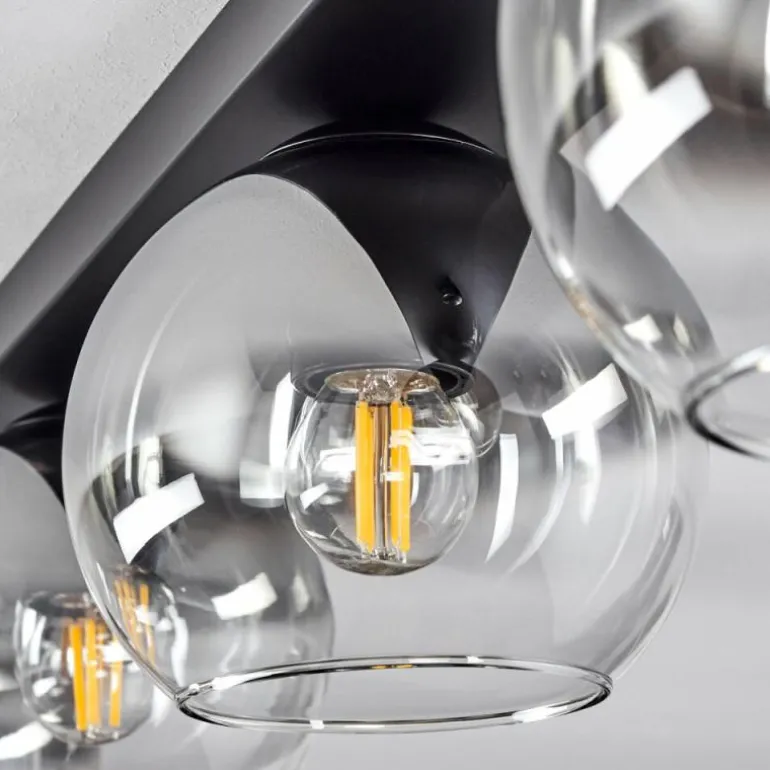 Suspension Verre 15 cm Koyoto Chrome, Clair, Fumé, 4 lumières