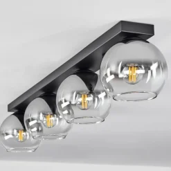 Suspension Verre 15 cm Koyoto Chrome, Clair, Fumé, 4 lumières