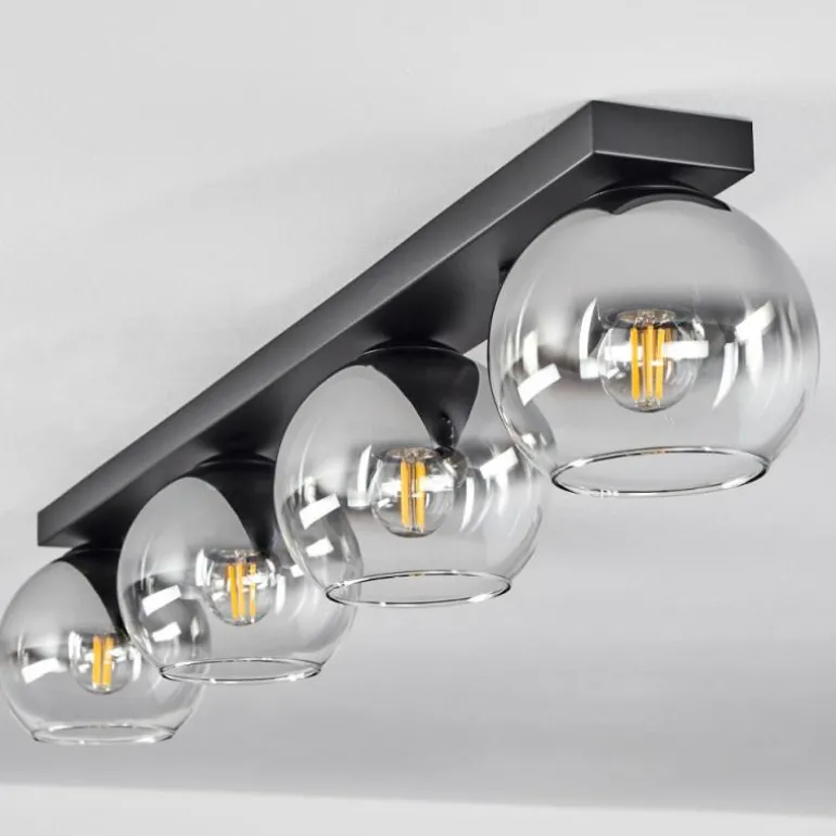 Suspension Verre 15 cm Koyoto Chrome, Clair, Fumé, 4 lumières