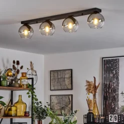 Suspension Verre 15 cm Koyoto Chrome, Clair, Fumé, 4 lumières