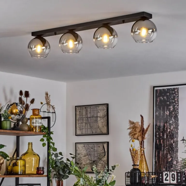 Suspension Verre 15 cm Koyoto Chrome, Clair, Fumé, 4 lumières