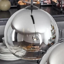 Suspension Verre 25 cm Koyoto Chrome, Clair, Fumé, 2 lumières